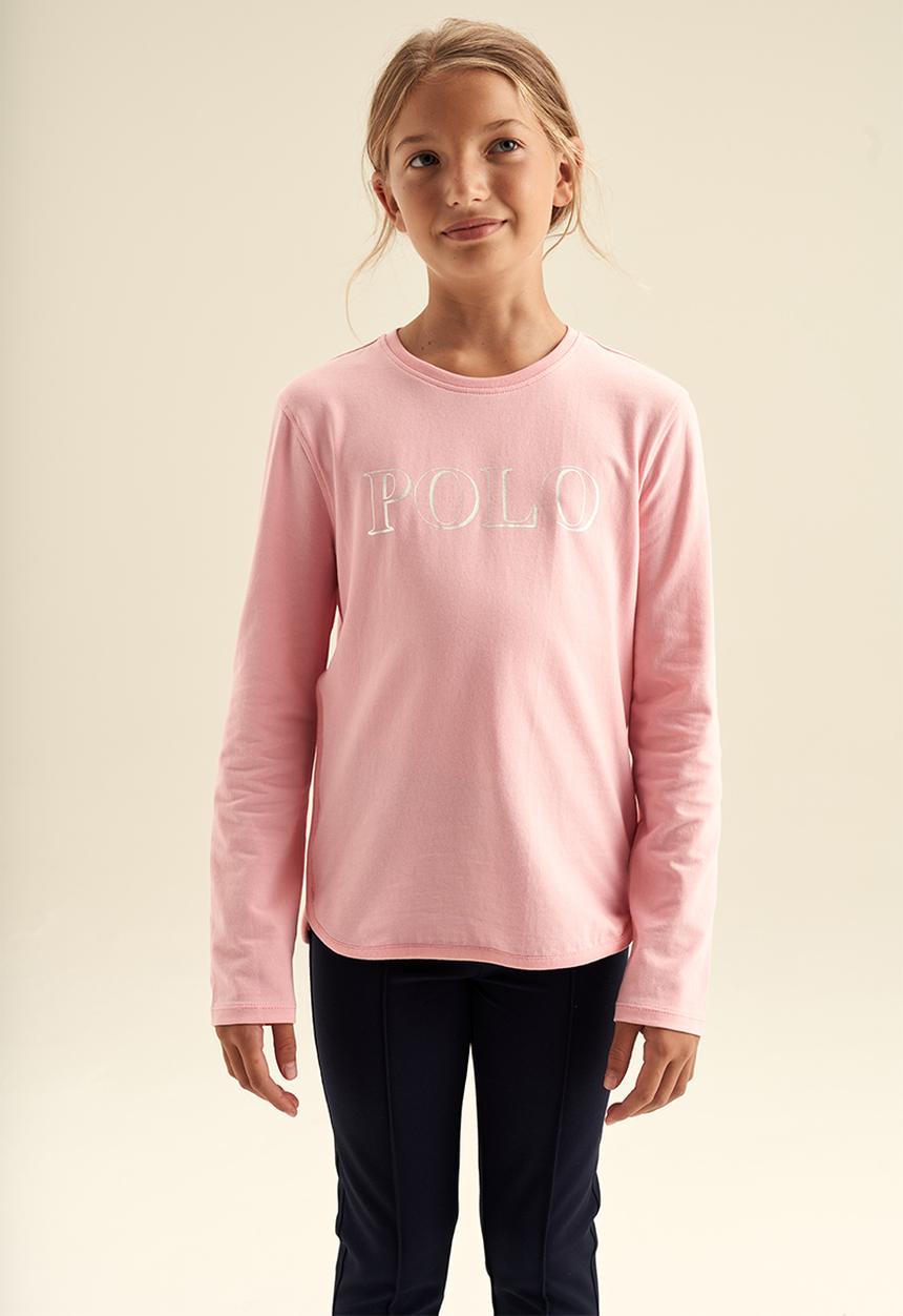 POLO - Girls long sleeve printed tee - pink