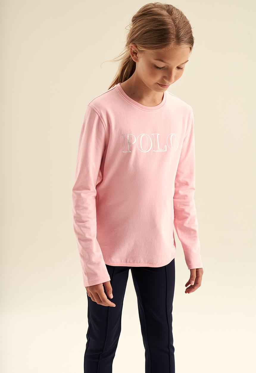 POLO - Girls long sleeve printed tee - pink