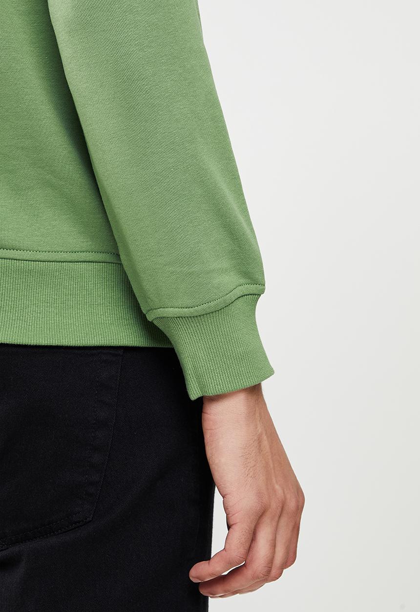 Giordano - Relaxed fit french terry printed sweater - dill