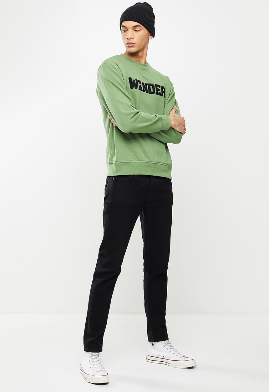 Giordano - Relaxed fit french terry printed sweater - dill