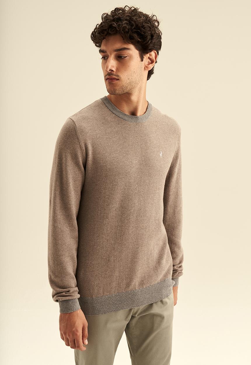 POLO - Textured long sleeve knitwear - camel