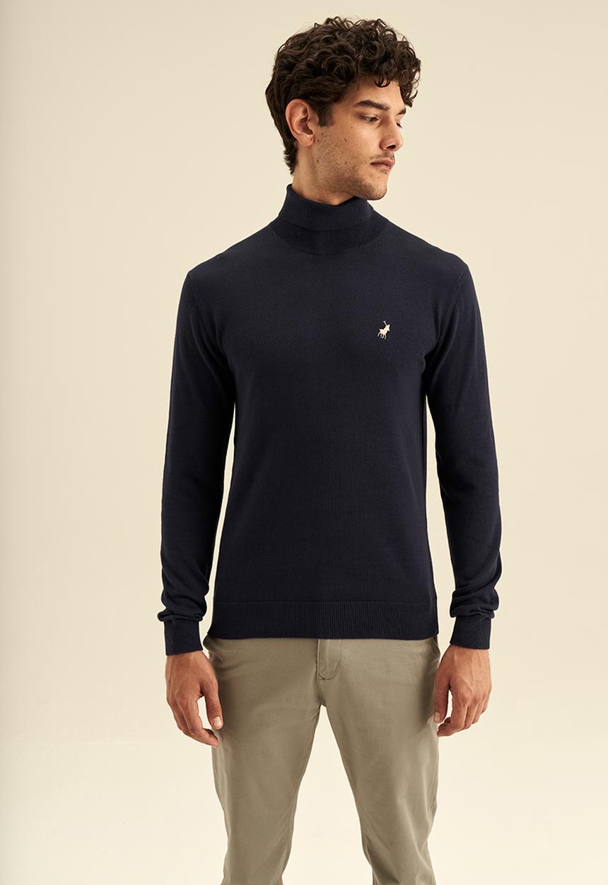 POLO - Men rollneck knitwear - navy