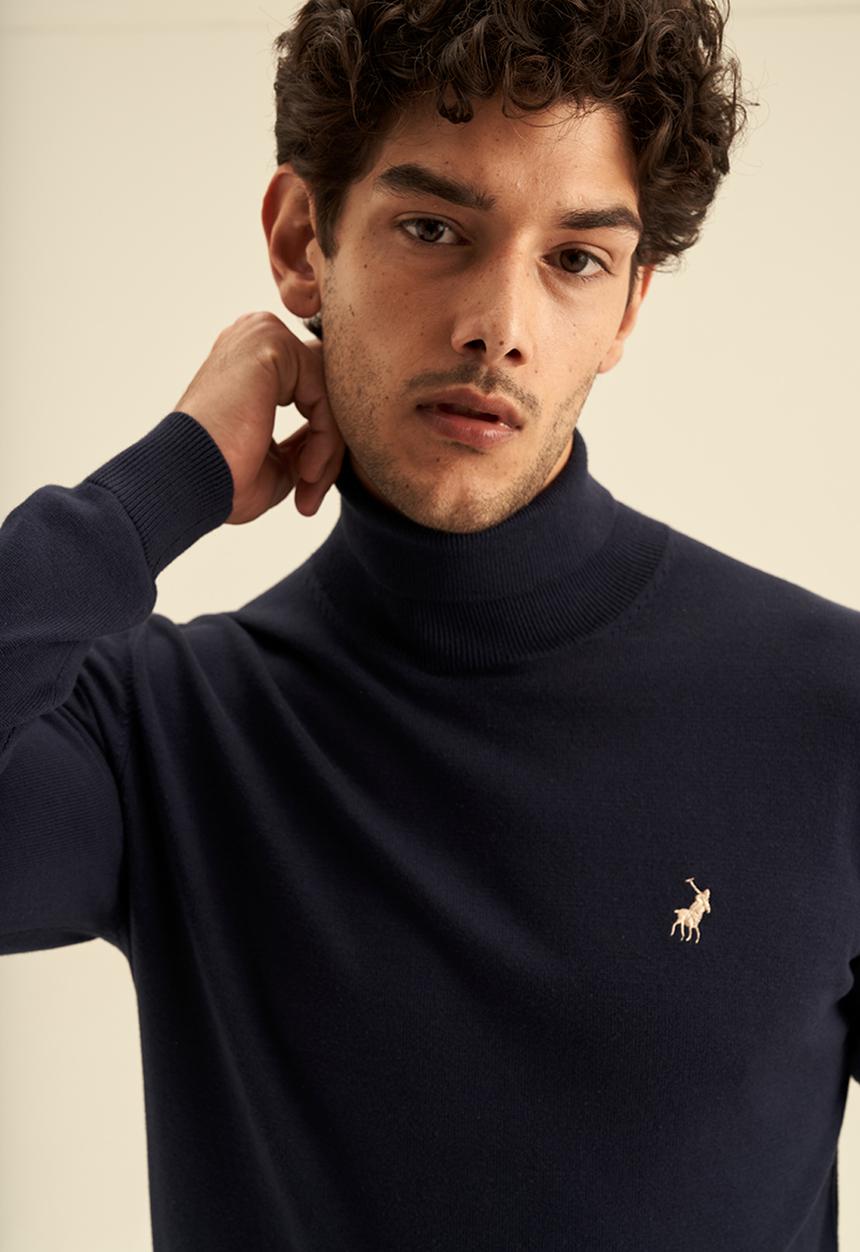 POLO - Men rollneck knitwear - navy