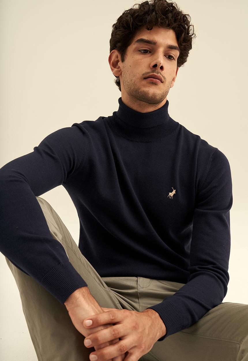 POLO - Men rollneck knitwear - navy
