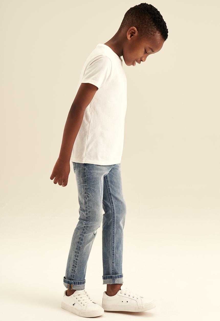 POLO - Boys pjc distressed slim fit jean - medium wash