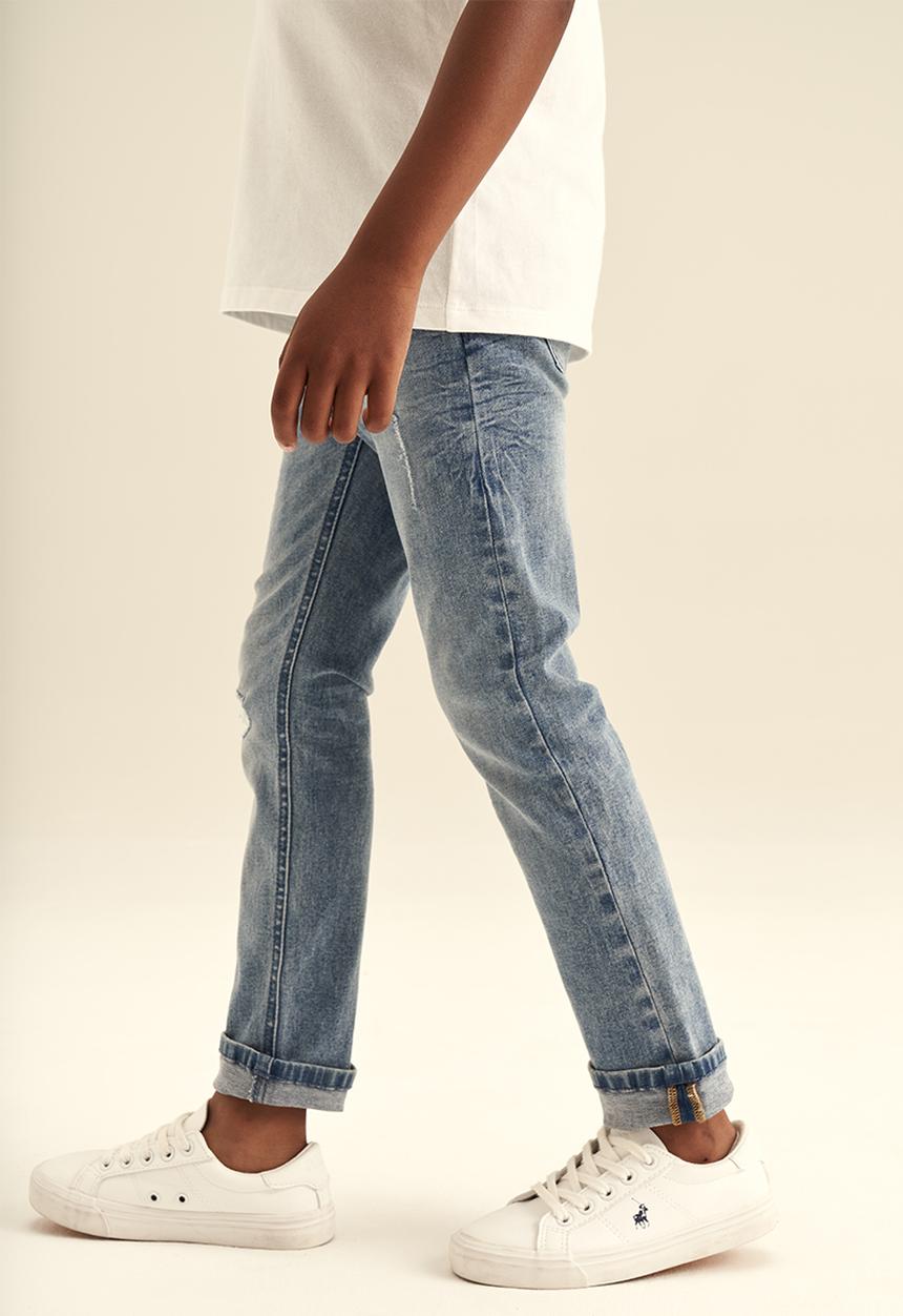 POLO - Boys pjc distressed slim fit jean - medium wash