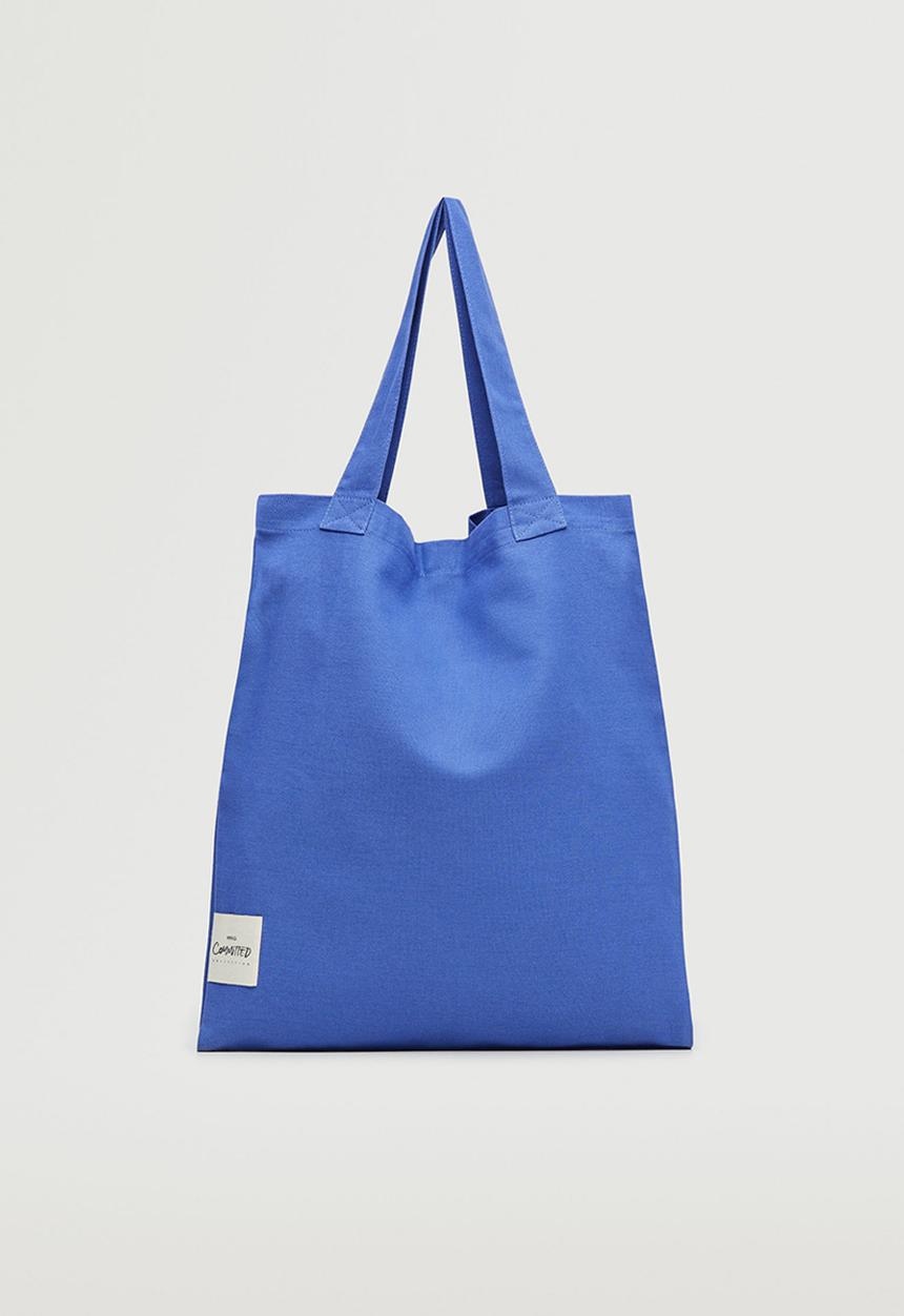 MANGO - Cotton shopper bag - vibrant blue