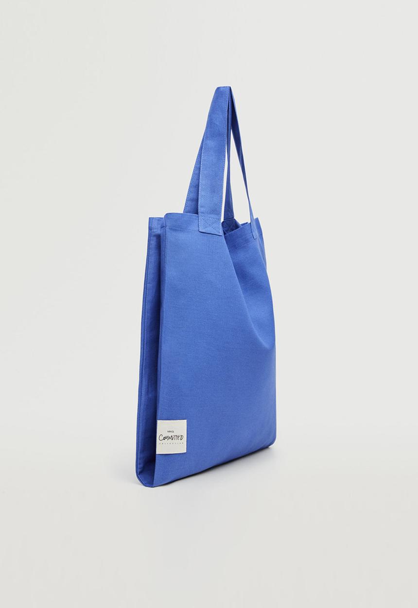 MANGO - Cotton shopper bag - vibrant blue