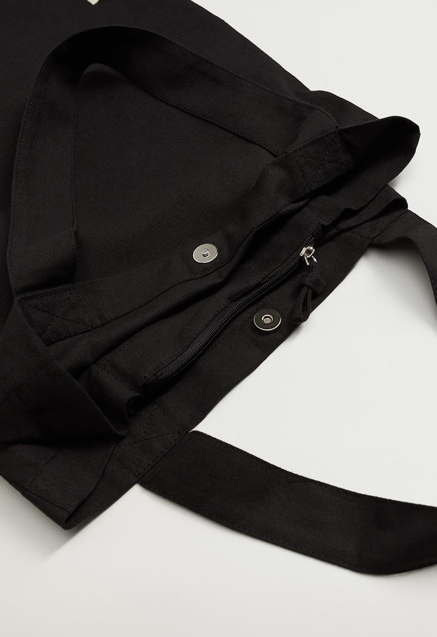 MANGO - Cotton shopper bag - black
