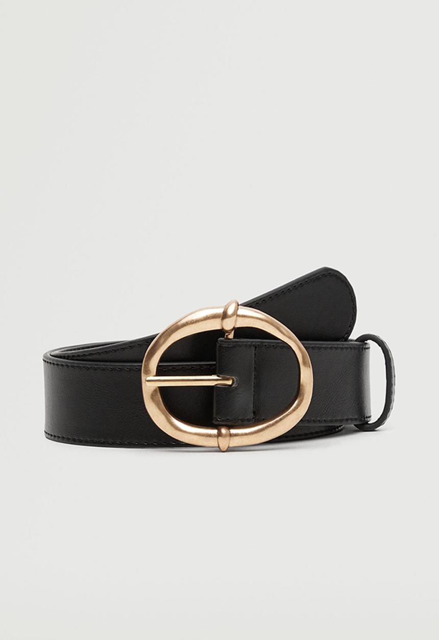 MANGO - Metal buckle belt - black