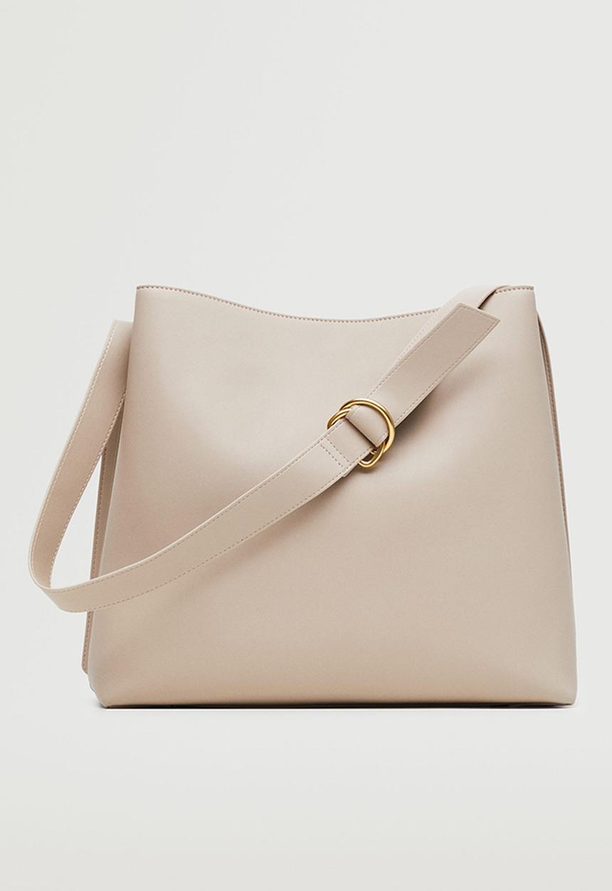 MANGO - Bucket bag - light beige
