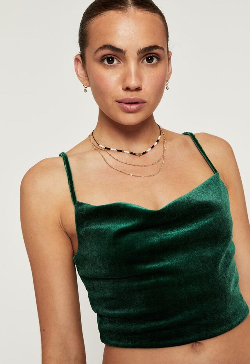 Supré  - Izy velvet cowl neck top - emerald green