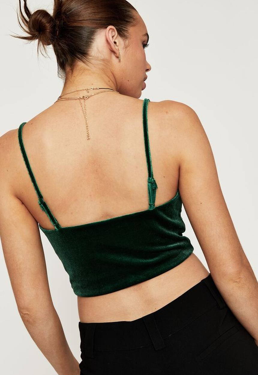 Supré  - Izy velvet cowl neck top - emerald green
