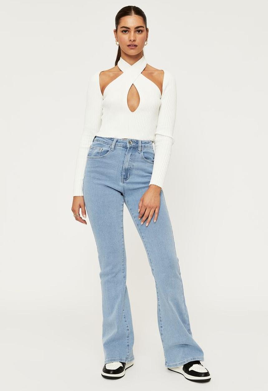 Supré  - Joline halter cut out knit top - white