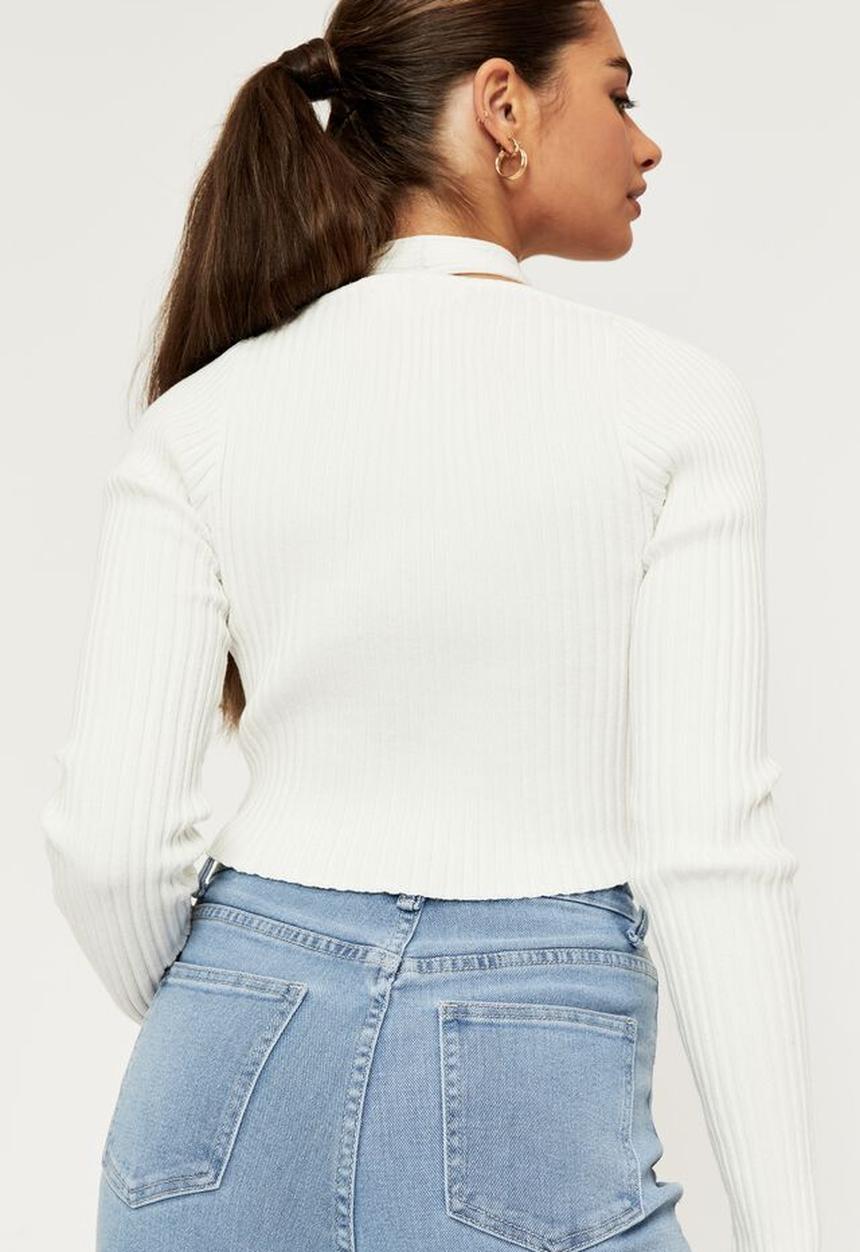 Supré  - Joline halter cut out knit top - white