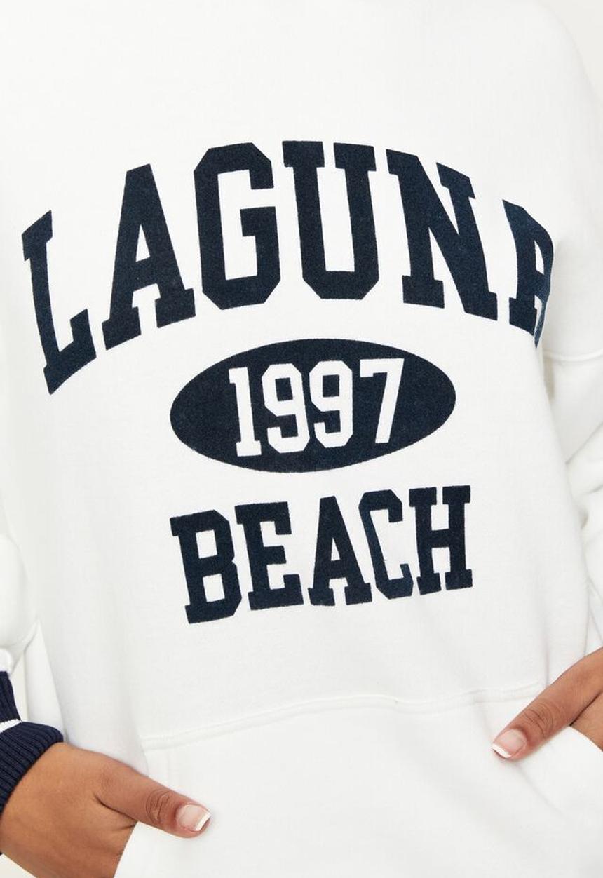 Supré  - Paige oversized printed hoodie - white/laguna