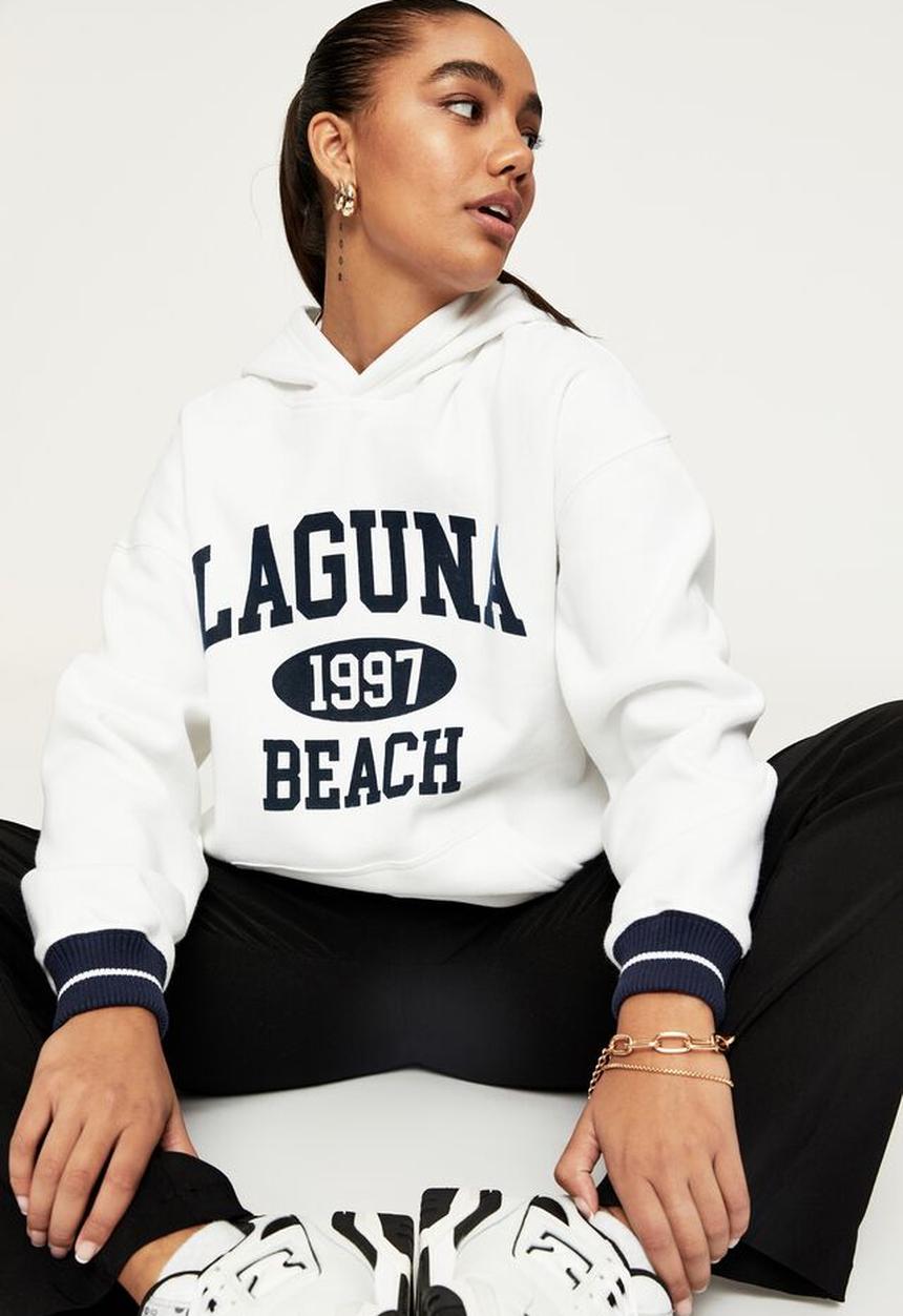 Supré  - Paige oversized printed hoodie - white/laguna