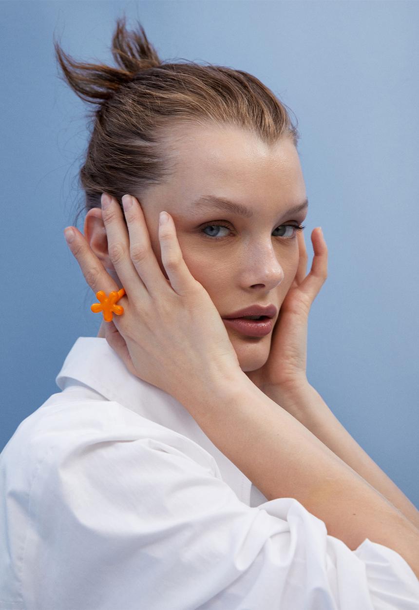 MANGO - Crystal ring - orange