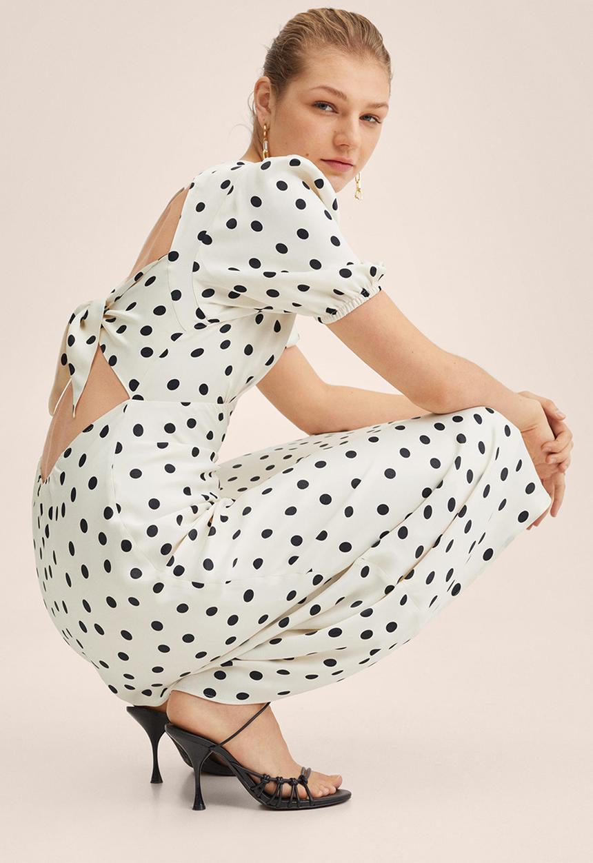 MANGO - Dot dress - white & black