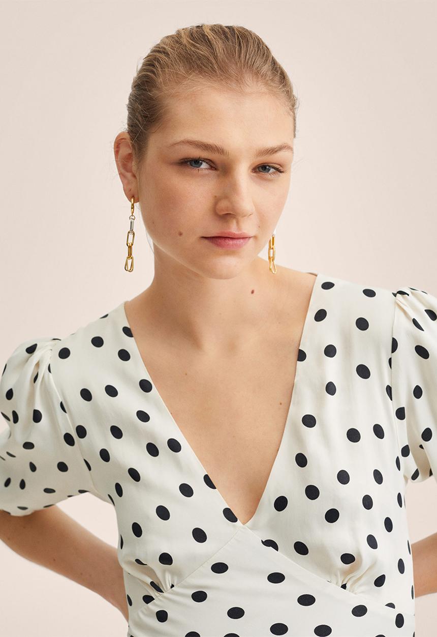 MANGO - Dot dress - white & black