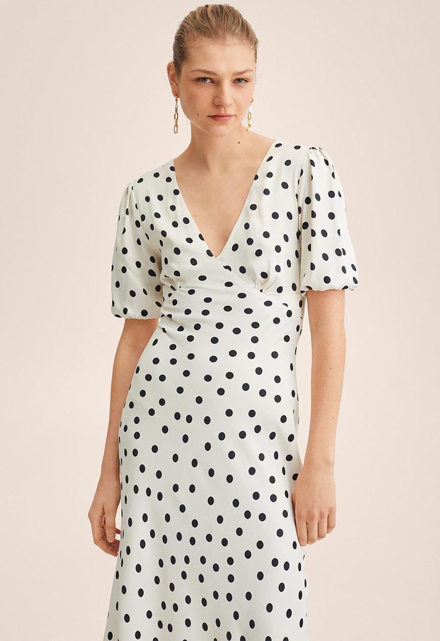 MANGO - Dot dress - white & black