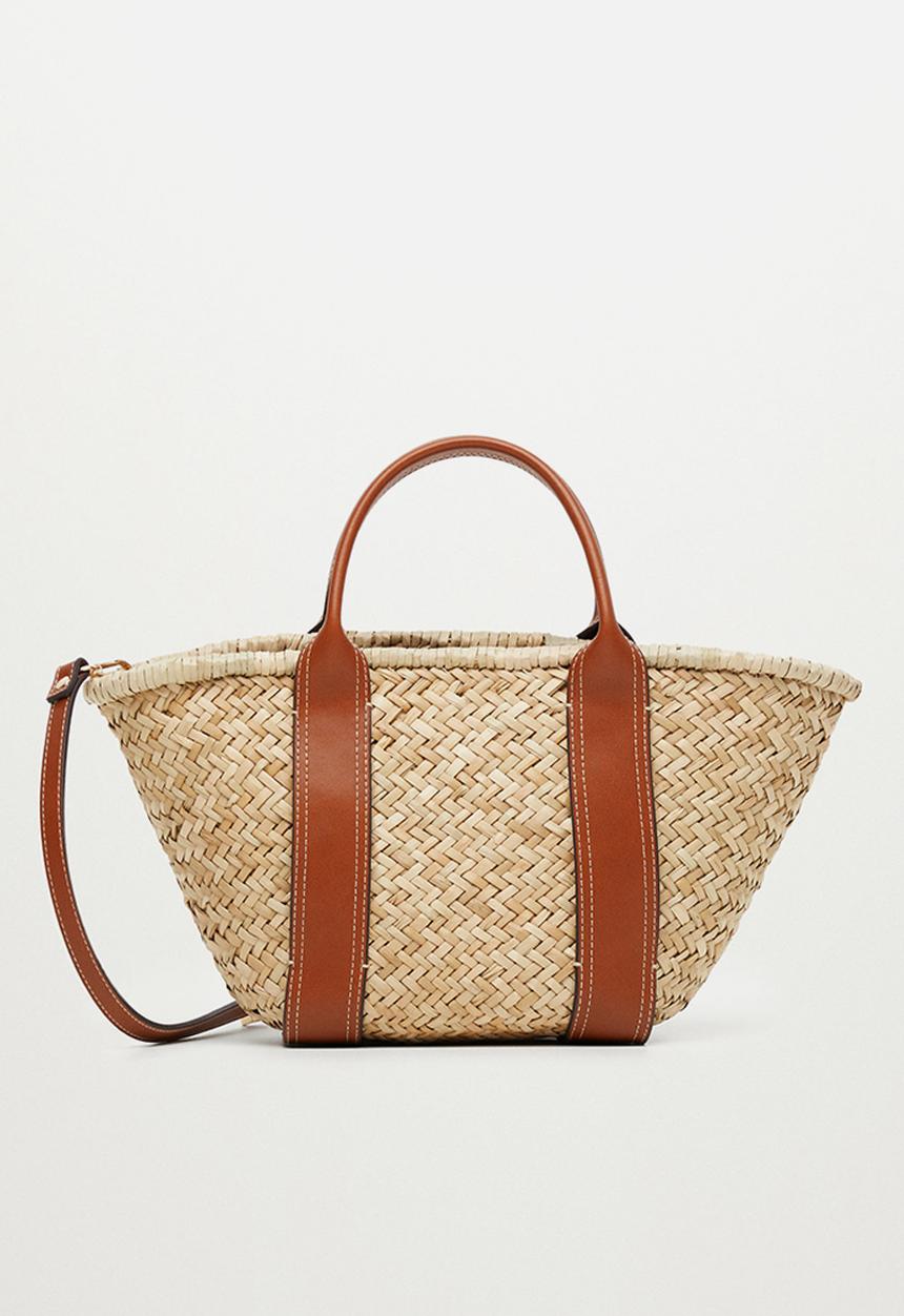 MANGO - Double strap basket bag - natural