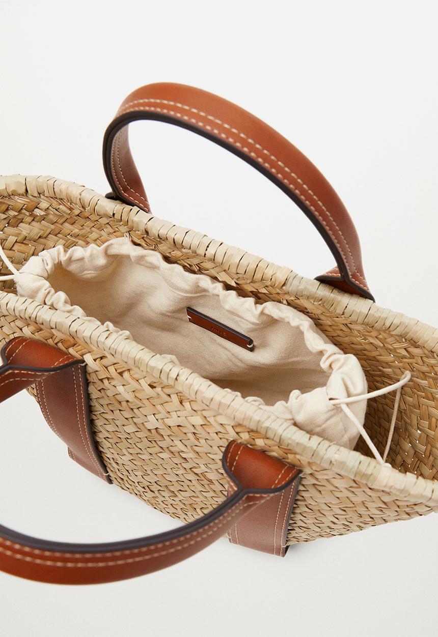 MANGO - Double strap basket bag - natural