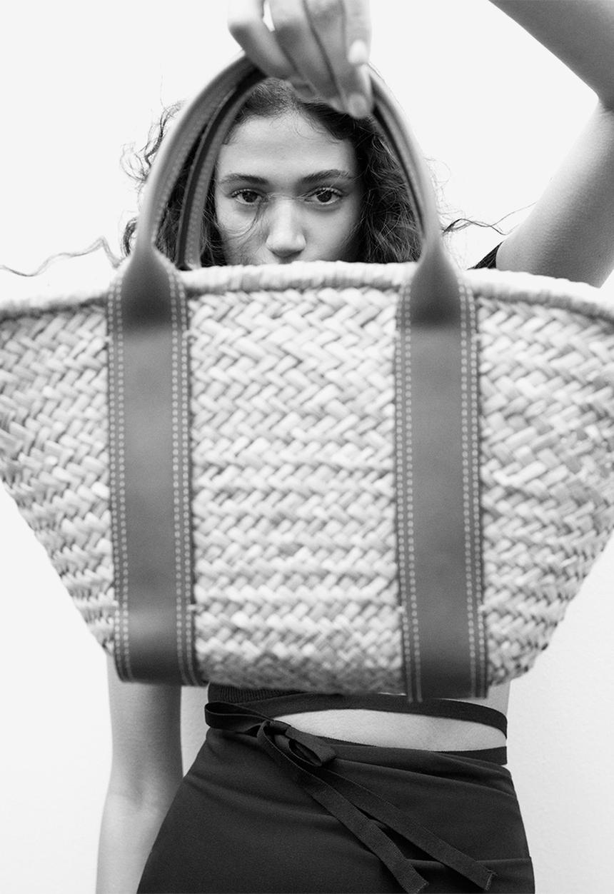 MANGO - Double strap basket bag - natural