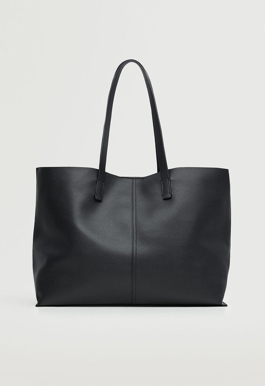 MANGO - Leather-effect shopper bag - black