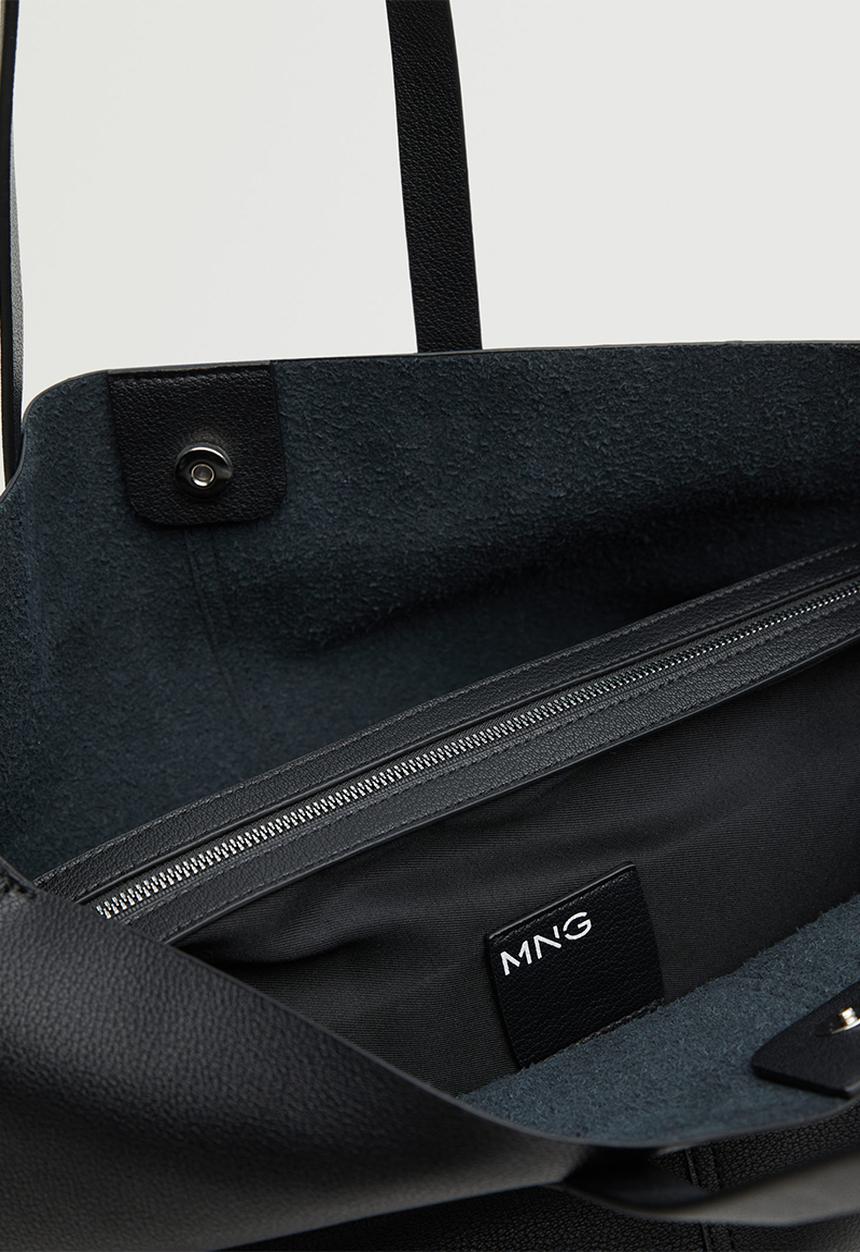 MANGO - Leather-effect shopper bag - black