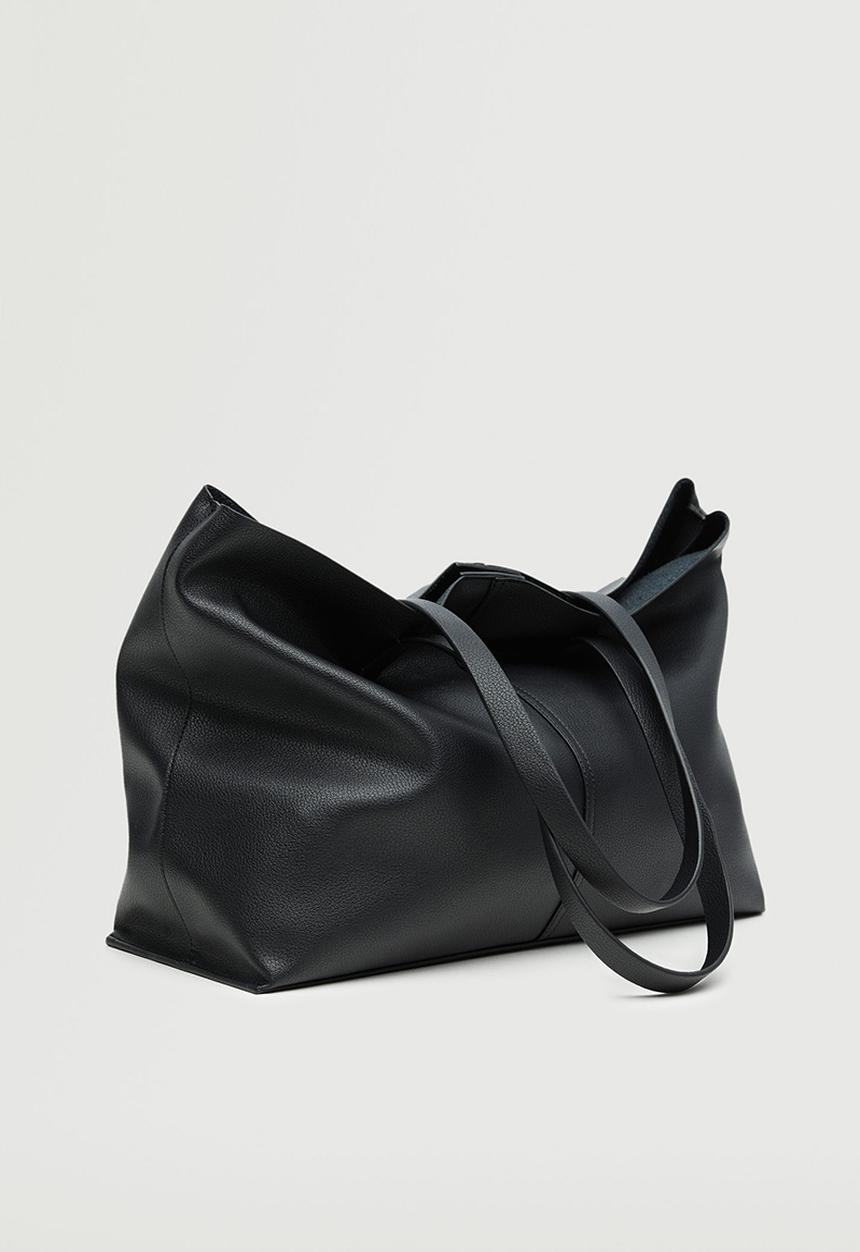 MANGO - Leather-effect shopper bag - black