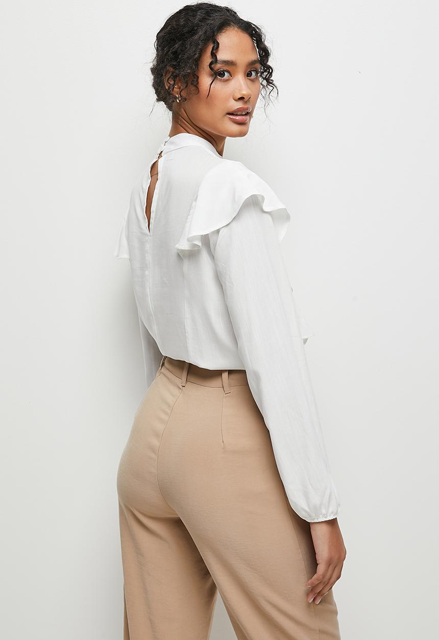 MILLA - Trim detail turtle neck blouse - ivory