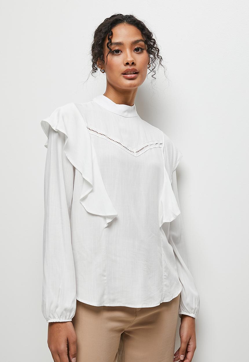 MILLA - Trim detail turtle neck blouse - ivory