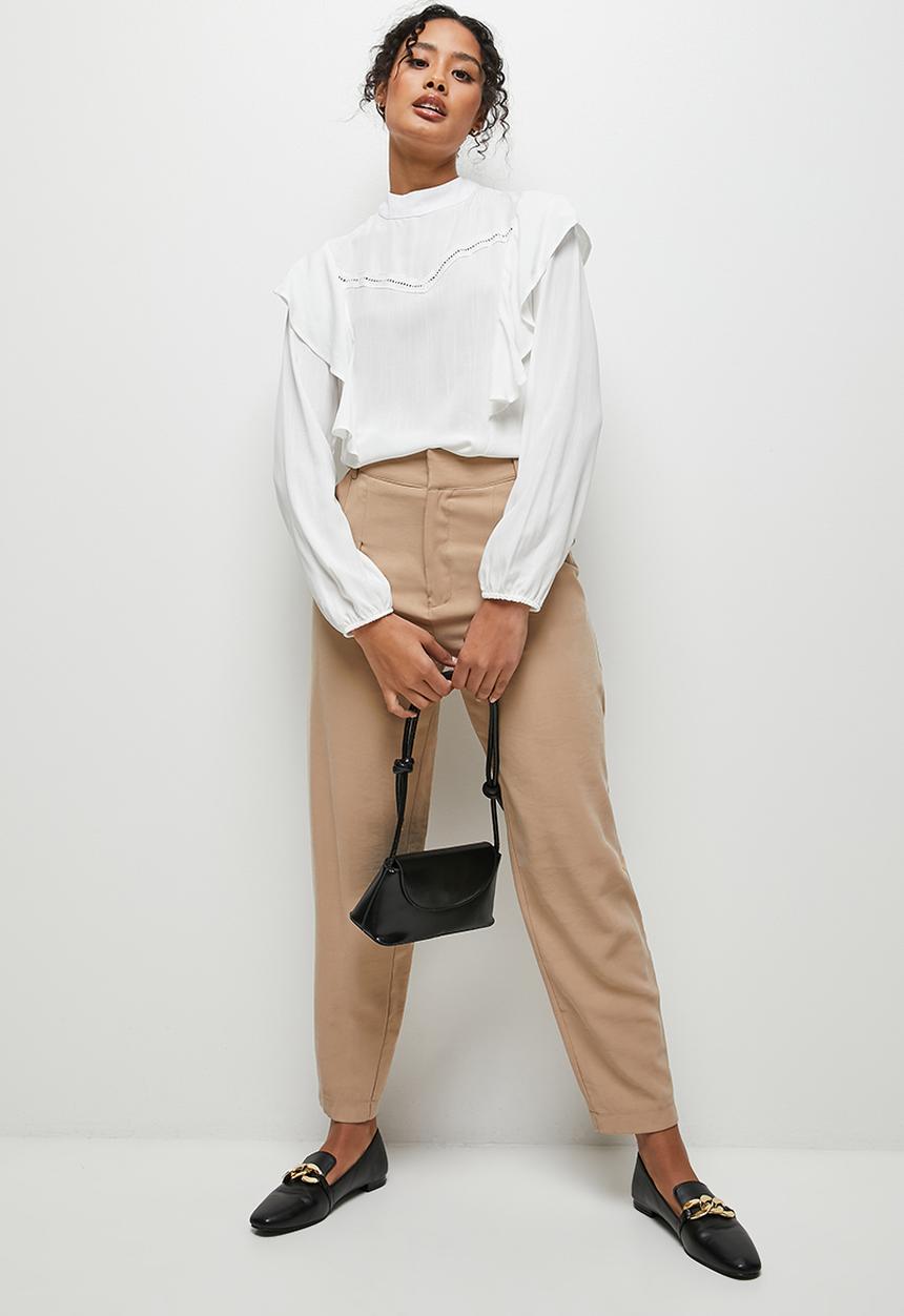 MILLA - Trim detail turtle neck blouse - ivory