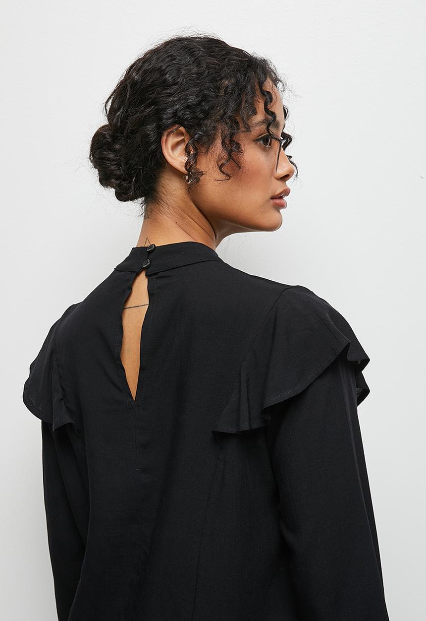 MILLA - Trim detail turtle neck blouse - black