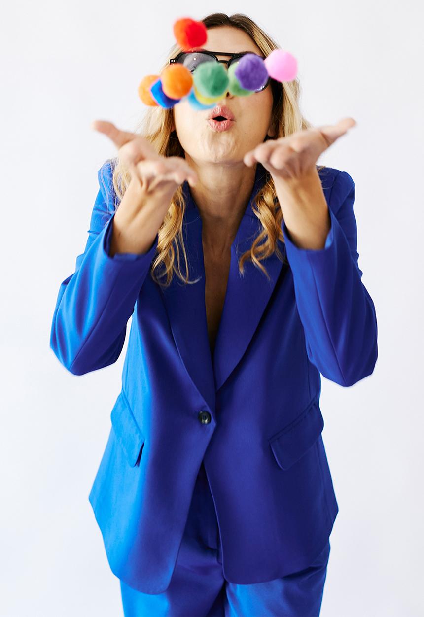 Me&B - Button long blazer - cobalt