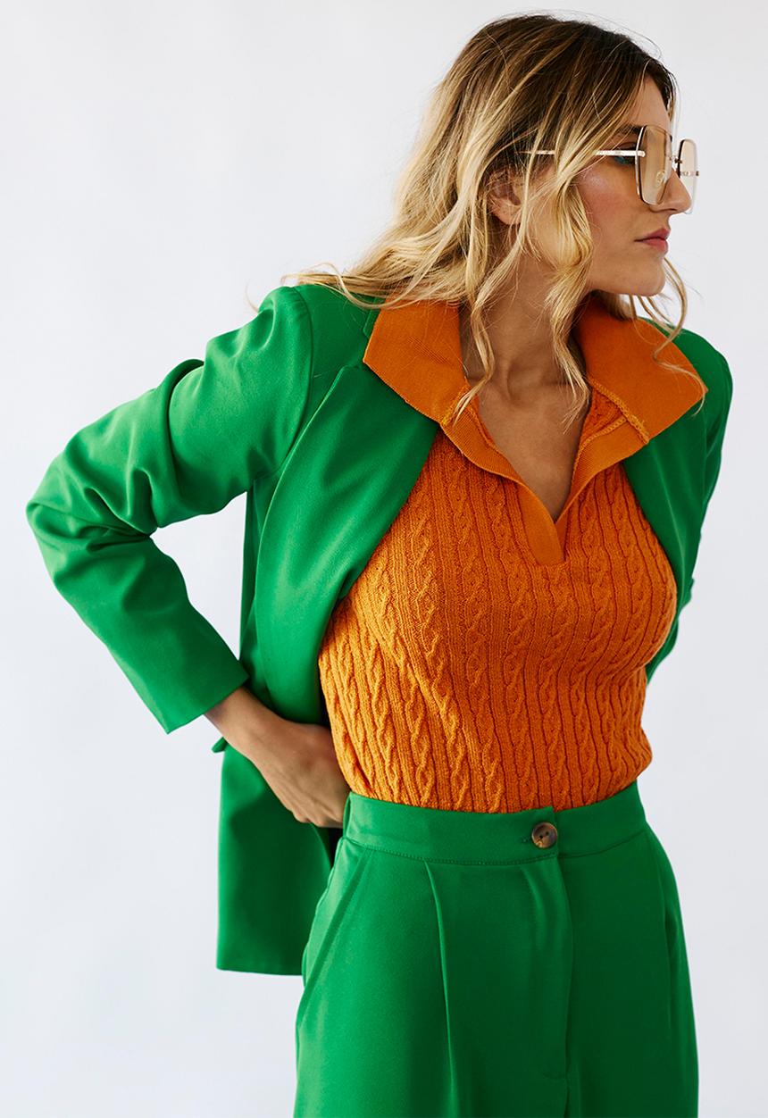 Me&B - Button long blazer - green