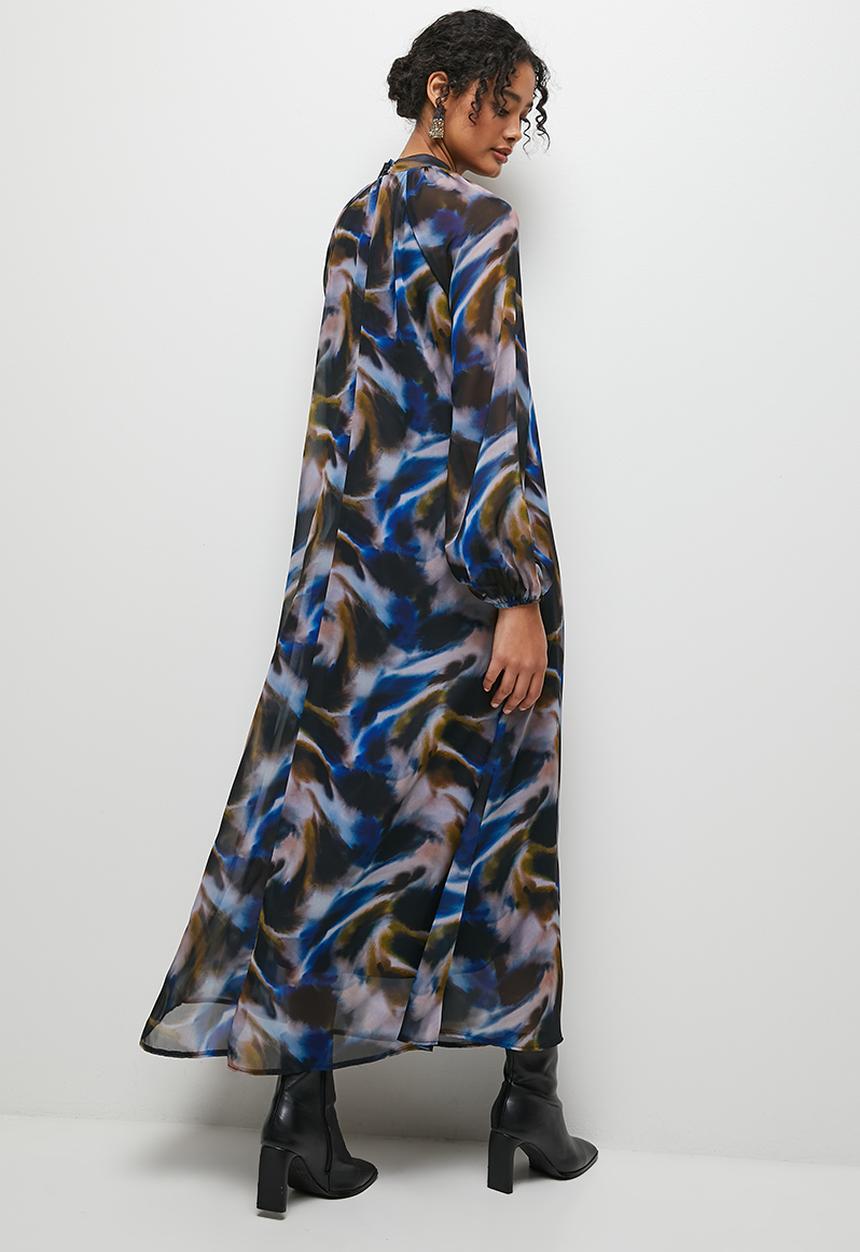 MILLA - Printed volume maxi dress - moody abstract