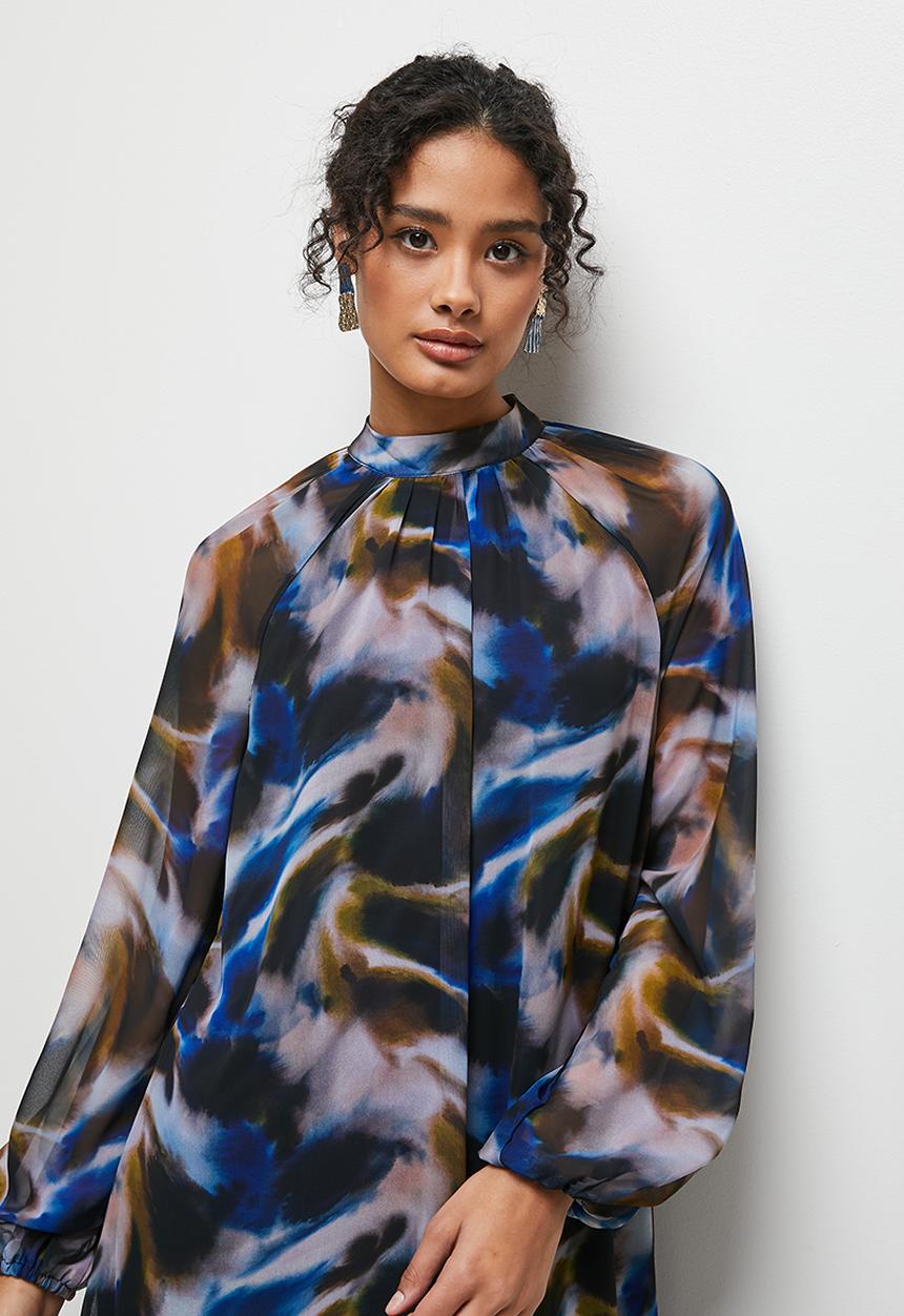 MILLA - Printed volume maxi dress - moody abstract