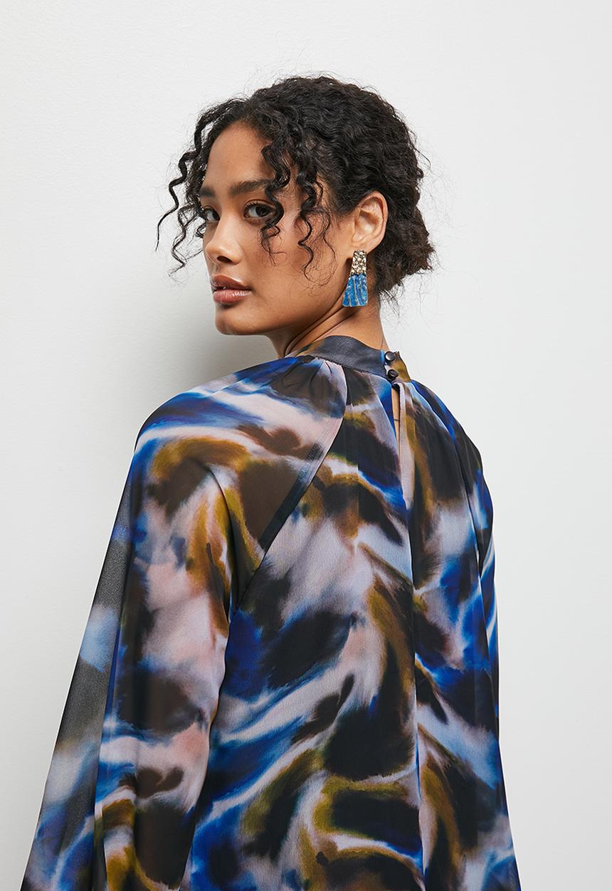 MILLA - Printed volume maxi dress - moody abstract