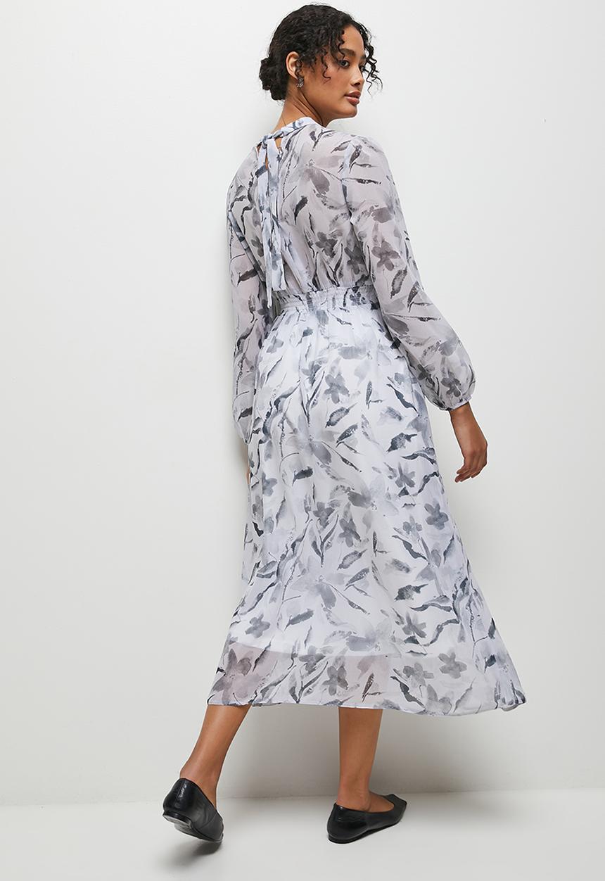 MILLA - Keyhole fit and flare midi dress - smoke pastel print