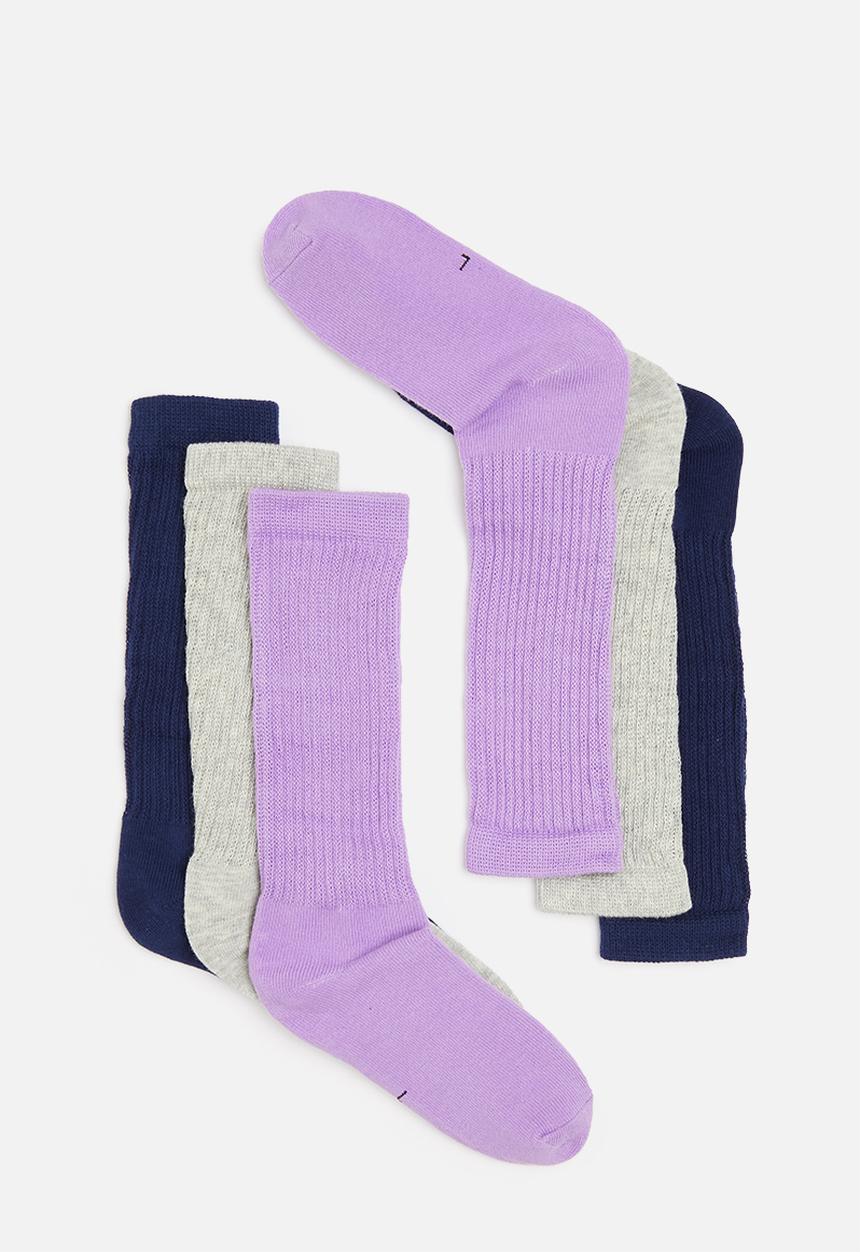 Rebel Republic - 3 pack socks - purple, grey & navy