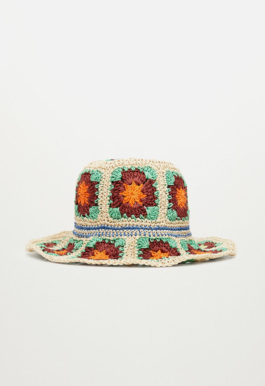 MANGO - Crochet bucket hat - ecru