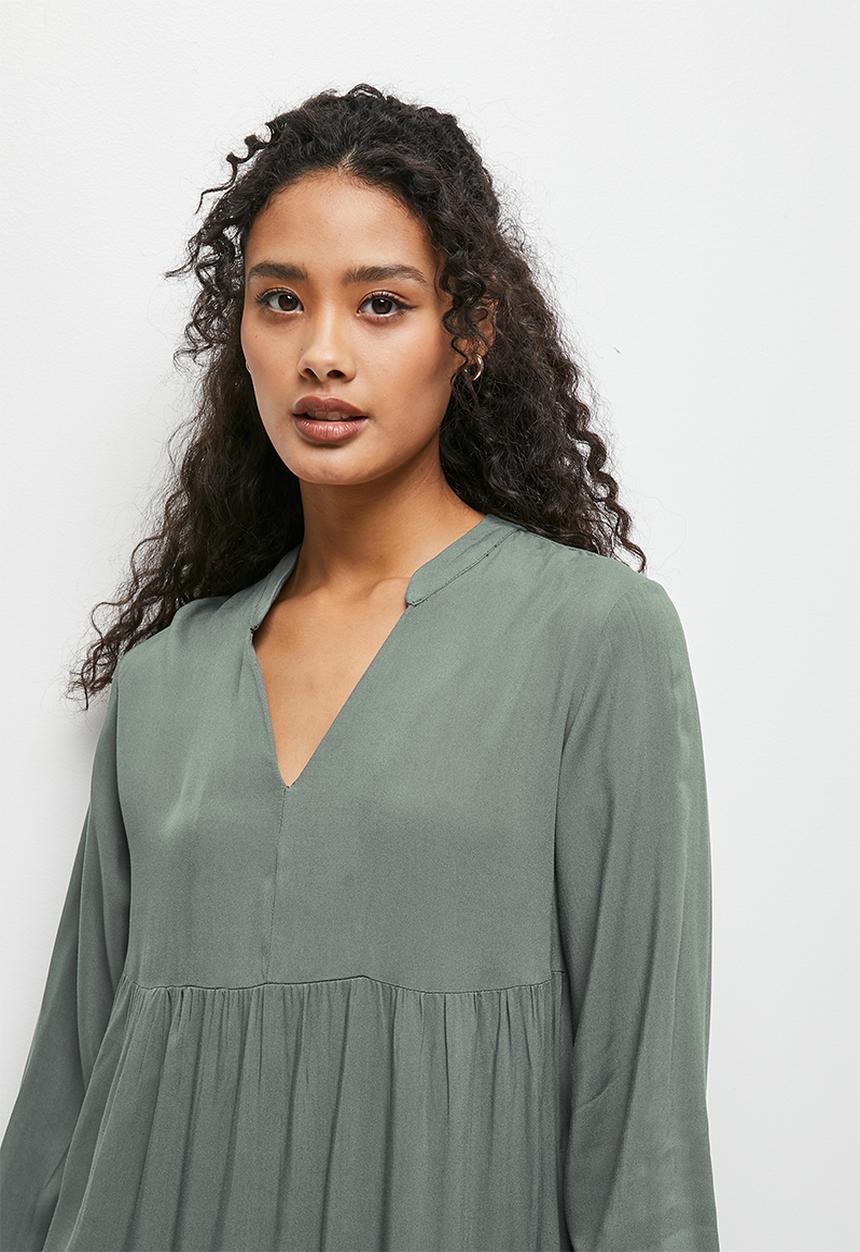 edit - Mandarin tiered peasant maxi - silver pine