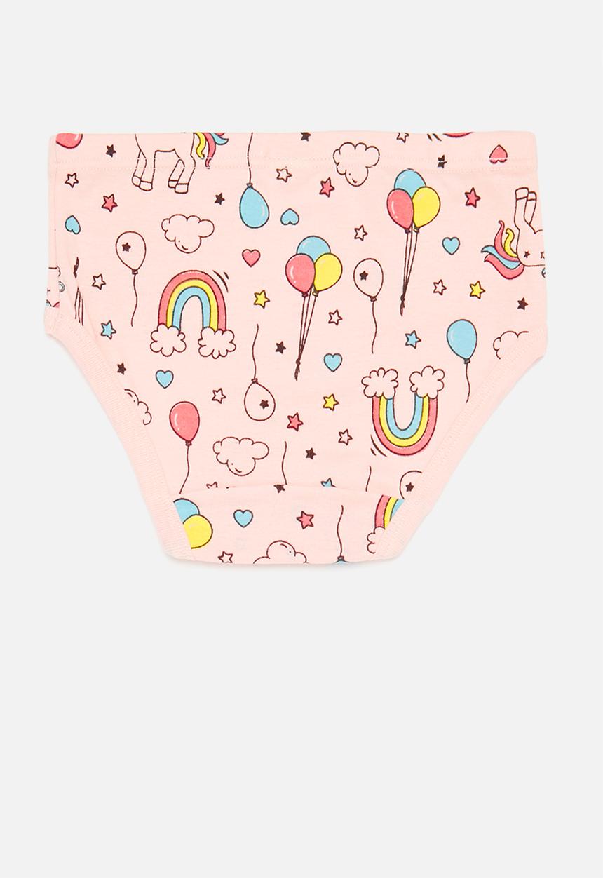Pop Candy - Girls 3 pack rainbows & hearts panty set - multi