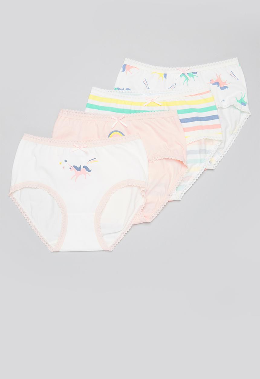 Pop Candy - Girls 4 pack rainbows & unicorns panty set - multi