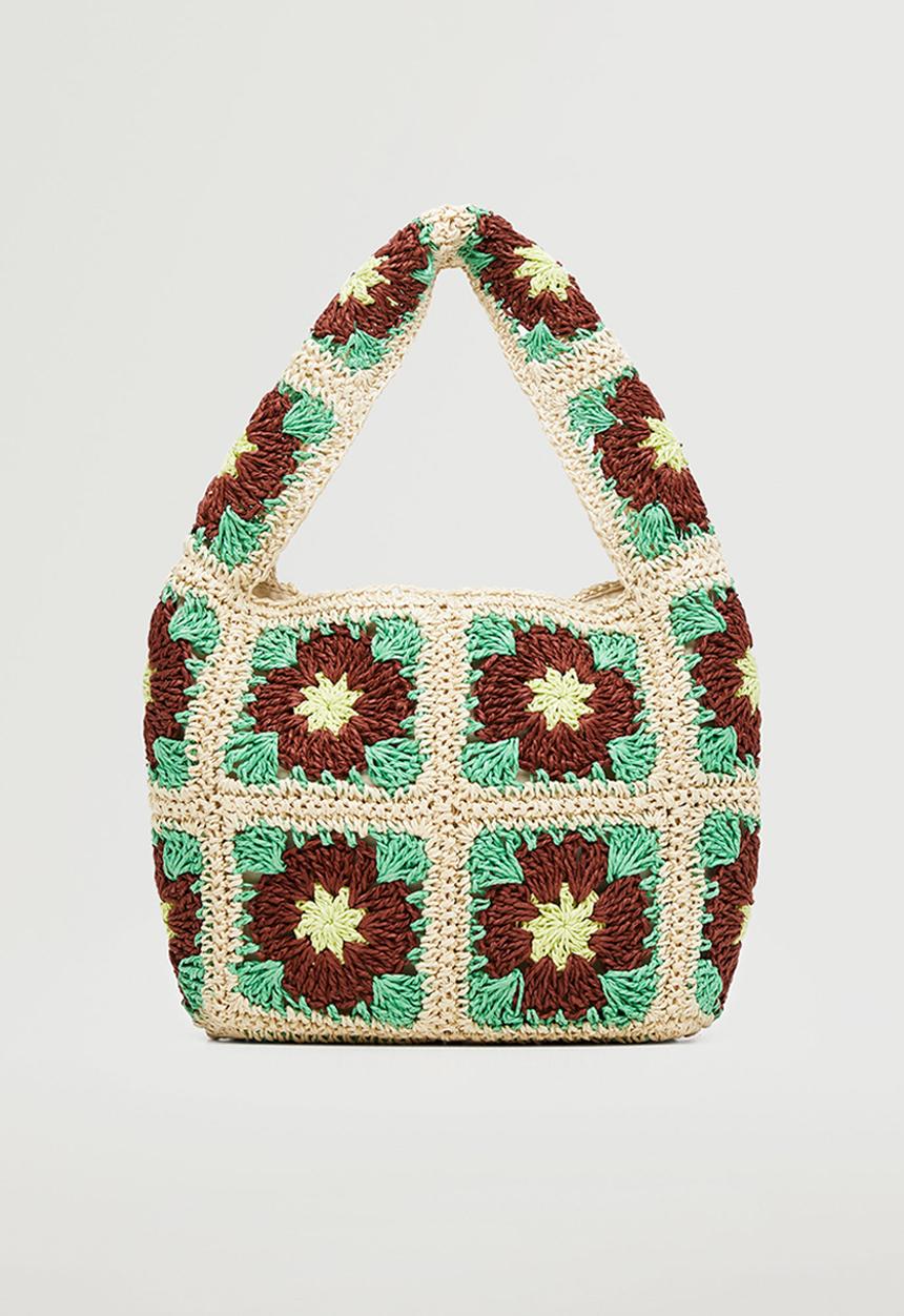 MANGO - Floral crochet bag - multi