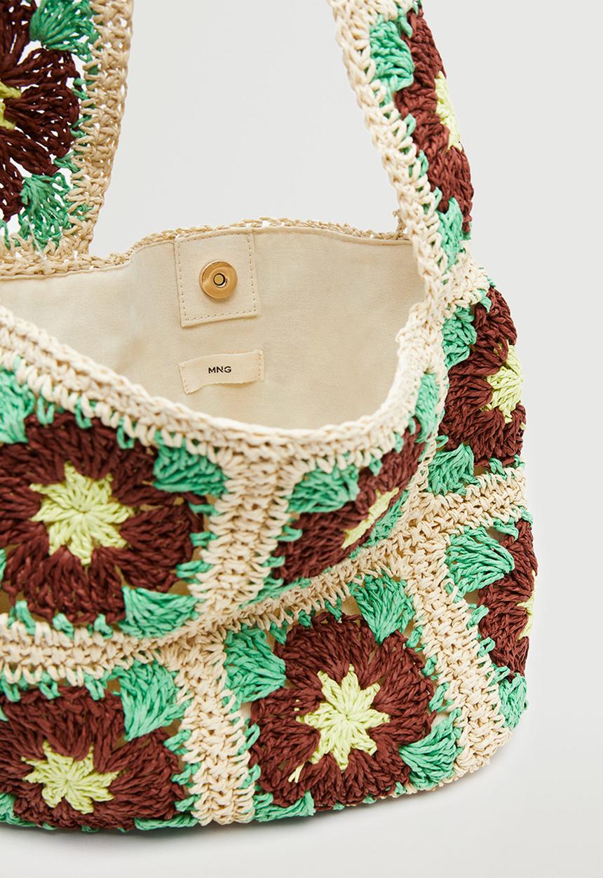 MANGO - Floral crochet bag - multi