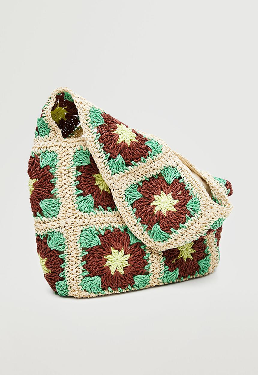 MANGO - Floral crochet bag - multi