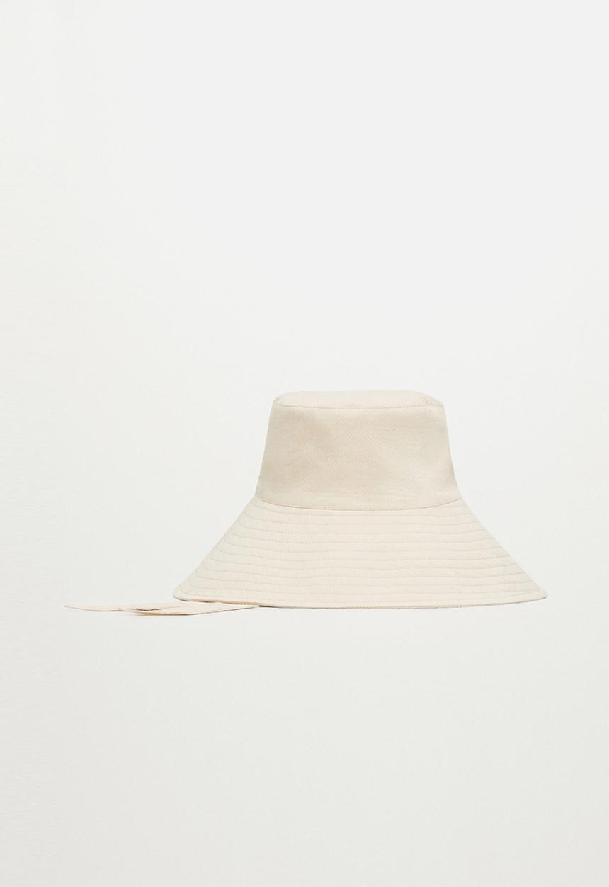 MANGO - Cotton bucket hat - stone